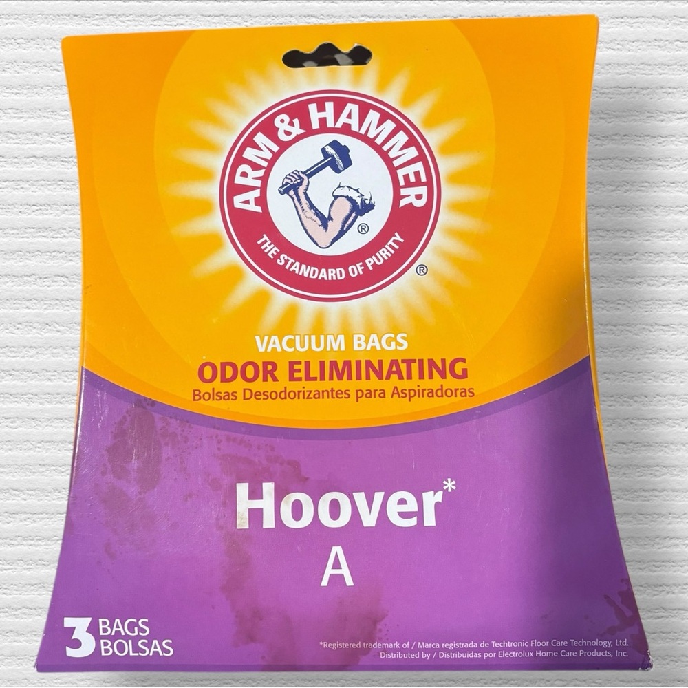 Three Hoover Type A Vacuum Bags (3) Arm & Hammer Odor Eliminating New